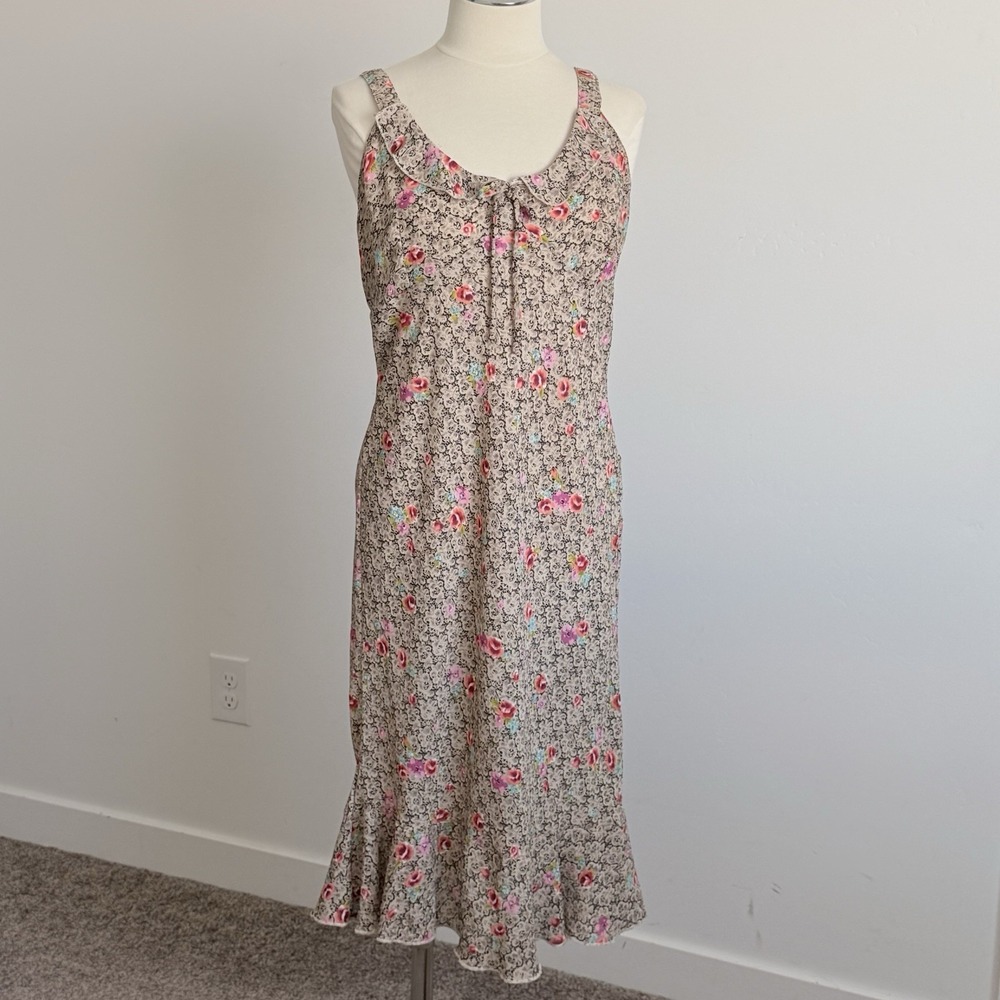 VTG Babydoll Dress Bias Cut Floral Guest Event Party Coquette No Tags M/L